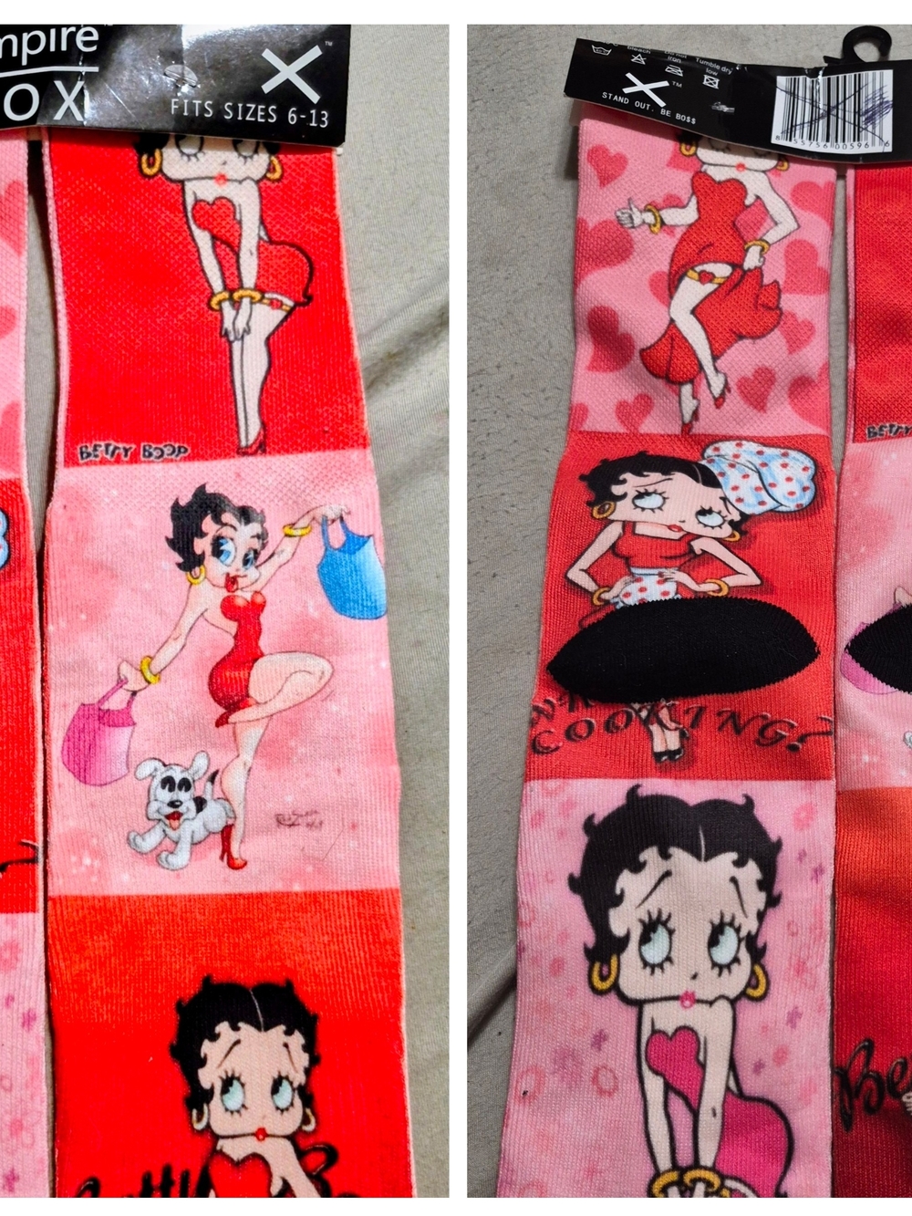 BN Betty Boop Pink & Red Graphic Socks